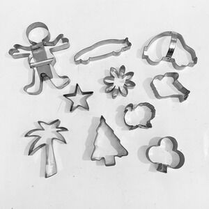 Vintage Aluminum Holiday Cookie Cutters 10pc Great Condition Old Time Christmas